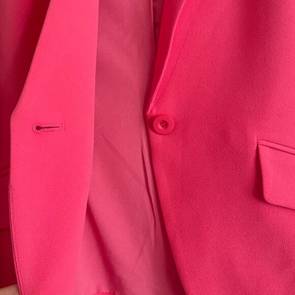 NWT Central Park West Daisy Marabou Pink Blazer Suit Pants XS Fringe‎ Barbie - Picture 6 of 14